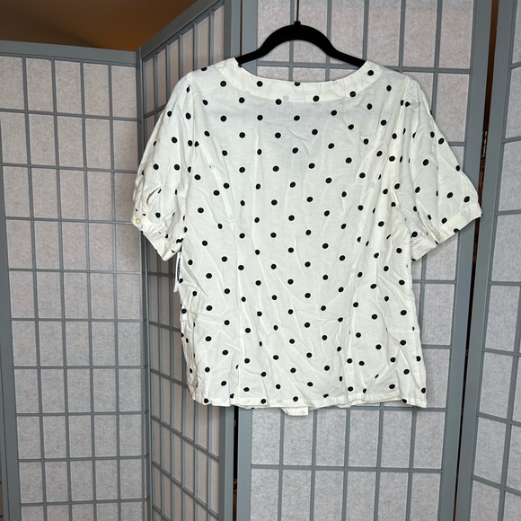 NWT Old Navy Black and White Polka Dot V-Neck Blouse - Picture 6 of 6
